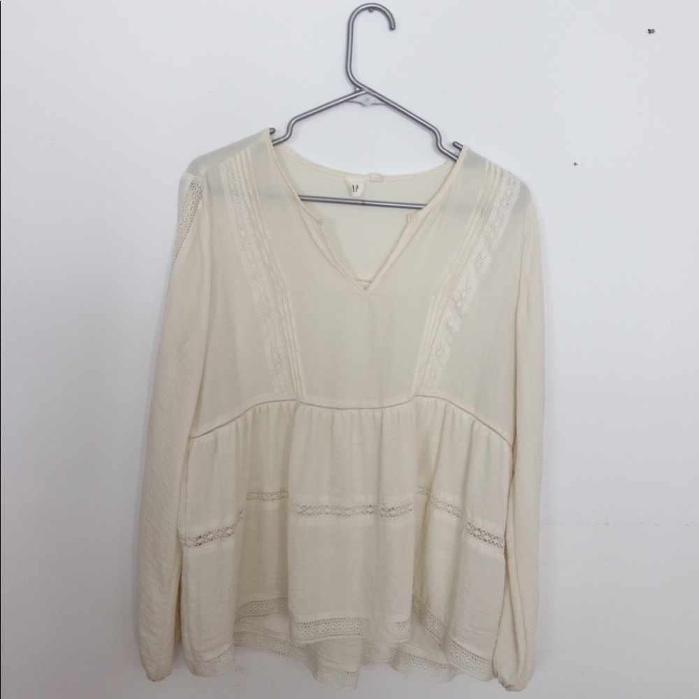 Gap Long Sleeve Peasant Blouse/Top with Lace